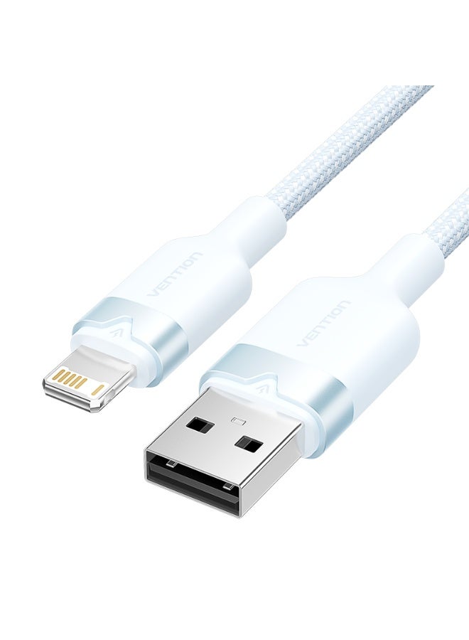 VENTION USB 2.0 Type-A Male to Lightning Male 2.4A Cable 2M White Aluminum Alloy Type Model# LANSF - Image 1