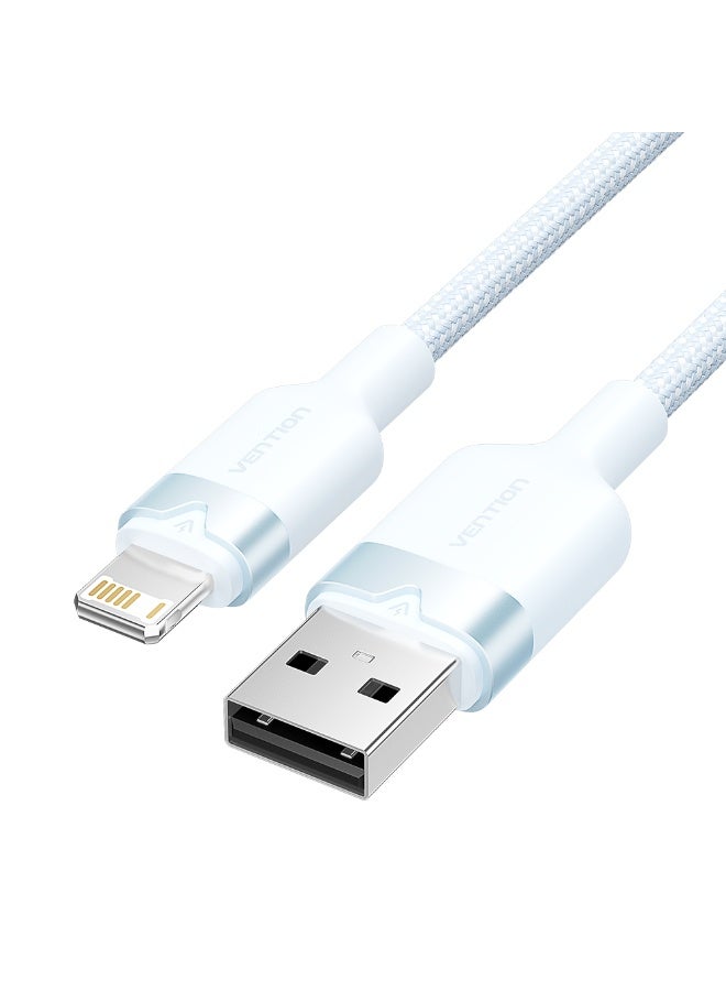 VENTION USB 2.0 Type-A Male to Lightning Male 2.4A Cable 2M White Aluminum Alloy Type Model# LANSF - Image 2