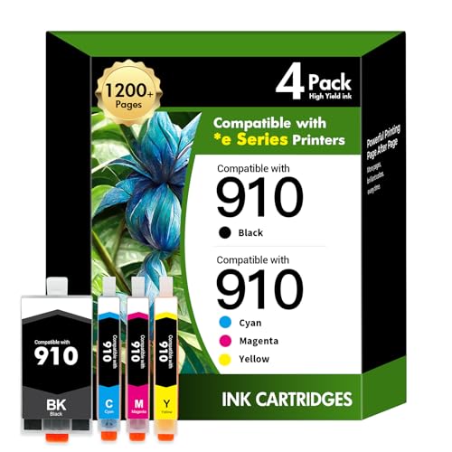 inkalfa 910 8015e 8025e Ink Cartridges Replacement for HP Ink 910 Black and Color Combo Pack OfficeJet Pro 8015e 8025e 8020 8028e 8035e 8010 8034e 8020e 8025 8030 8028 8035 Printer - Image 1