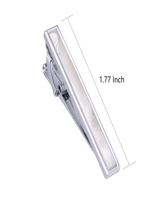 Jonwo Mother of Pearl Men's Tie Clip With Presentation Box Tie Bar for Gentleman Regular Necktie Tie Pin for Daily Business Anniversary Wedding Occasions (Silver Tie Clip) - Image 5