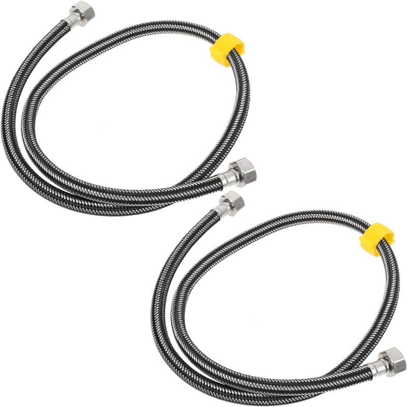 Bukela Braided Hose, 2 Pcs Stainless Steel Faucet Connector Hose, 1.5m Anti-Explosion Flexible Hot Cold Water Plumbing Pipe for Bathroom Kitchen Sink Water Inlet Hoses Toilet Taps Water Heaters - Image 1