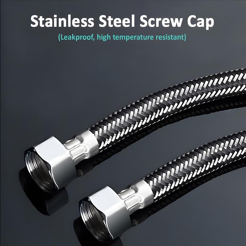 Bukela Braided Hose, 2 Pcs Stainless Steel Faucet Connector Hose, 1.5m Anti-Explosion Flexible Hot Cold Water Plumbing Pipe for Bathroom Kitchen Sink Water Inlet Hoses Toilet Taps Water Heaters - Image 5