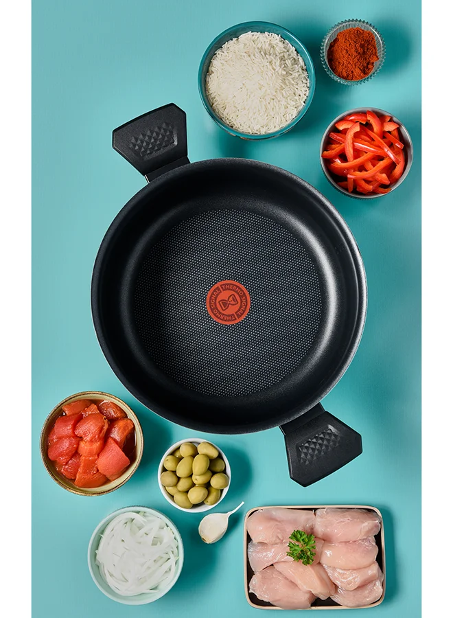 Tefal TEFAL EASY COOK AND CLEAN | Stewpot 24 cm | easy clean | non stick coating | thermo signal | heat indicator | diffusion base | healthy | safe cookware | Made in France | 2 Years Warranty | B5544602 Black Coffee Ultra