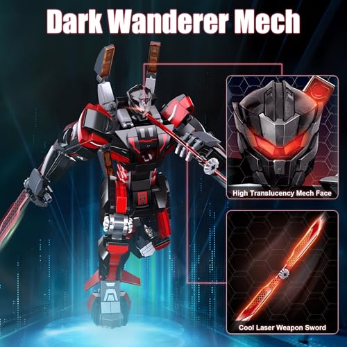 HIGH GODO Wanderer Mech Building Blocks Set for AdultsDark Robot Model Building Kit with 2 Multiple Weapons 585 Pieces Creative Collectible Gift for Teens 14 - Image 5