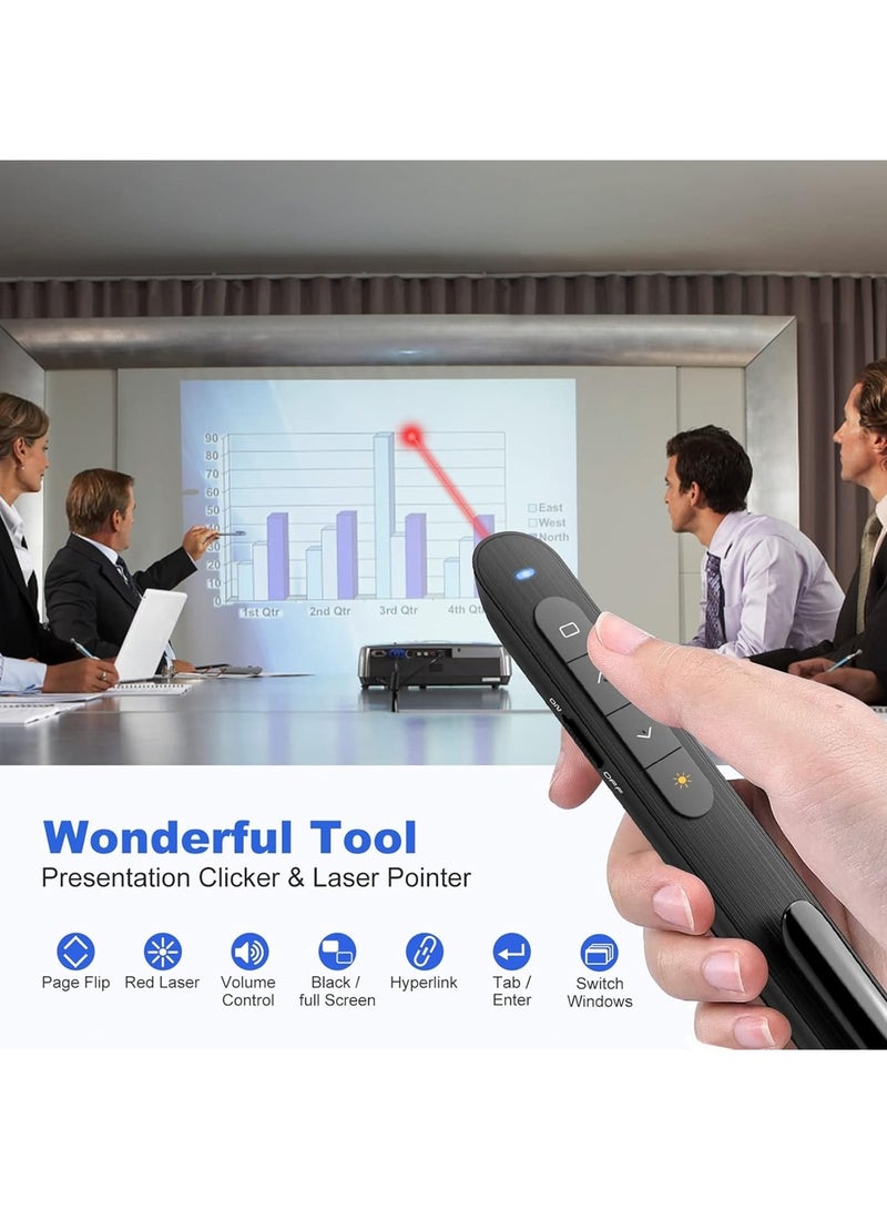 Presentation Clicker PowerPoint Clicker with Laser Pointer, Wireless Presenter Remote Slide Clicker for Powerpoint Presentations for Mac, Keynote, Computer, Laptop