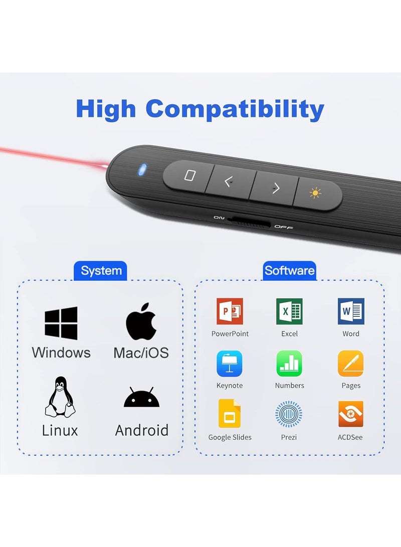 Presentation Clicker PowerPoint Clicker with Laser Pointer, Wireless Presenter Remote Slide Clicker for Powerpoint Presentations for Mac, Keynote, Computer, Laptop
