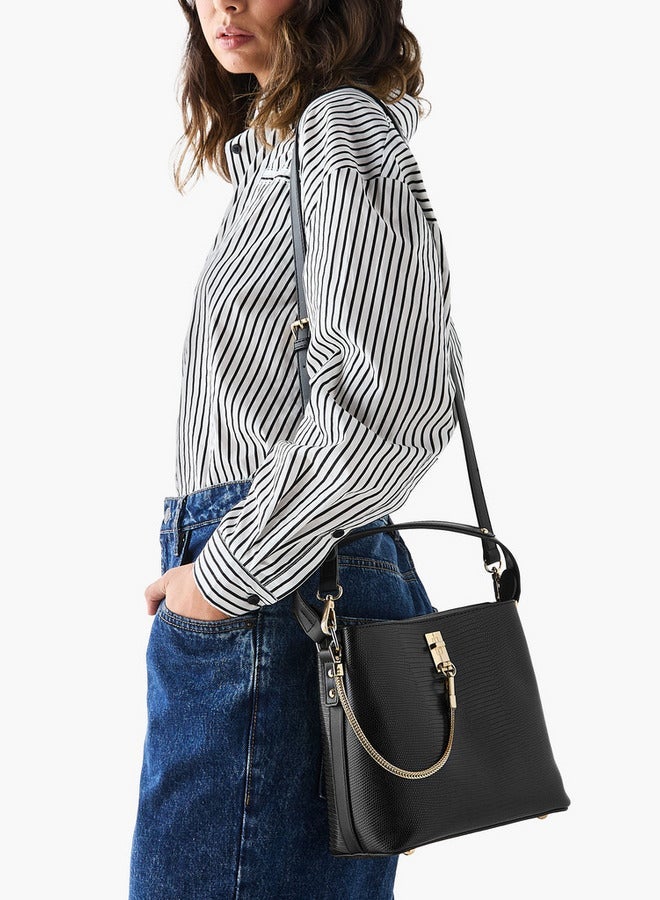 Celeste Womens Textured Shoulder Bag with Zip Closure - Image 4