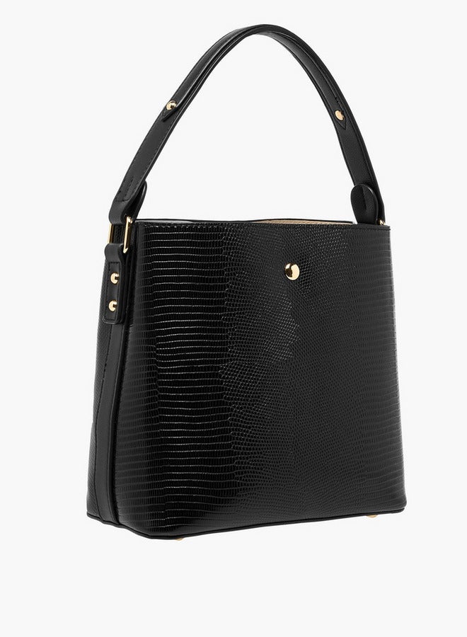 Celeste Womens Textured Shoulder Bag with Zip Closure - Image 5