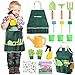 CUTE STONE Kids Gardening Tool Set 20PCS Gardening Toys Includes Metal RakeForkTrowelApronGlovesWatering CanTote Bag and Strickers Garden Tool Kit for Kids Outdoor Toys Gift for Boys Girls - Image 2