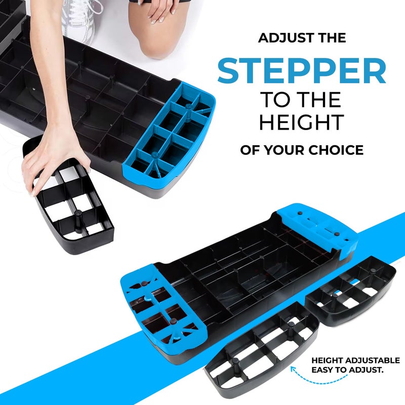Sparnod Fitness SAS-1000 Aerobic Gym Stepper for Exercise at Home, Adjustable Height, Anti-Skid Surface, Supports up to 225 kg, Compact & Portable, Ideal for Cardio, Strength Training & Pilates (Blue) - Image 4