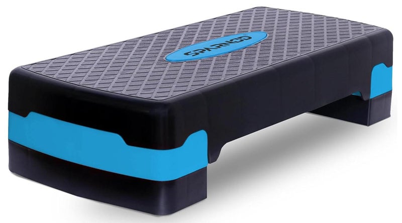 Sparnod Fitness SAS-1000 Aerobic Gym Stepper for Exercise at Home, Adjustable Height, Anti-Skid Surface, Supports up to 225 kg, Compact & Portable, Ideal for Cardio, Strength Training & Pilates (Blue) - Image 1