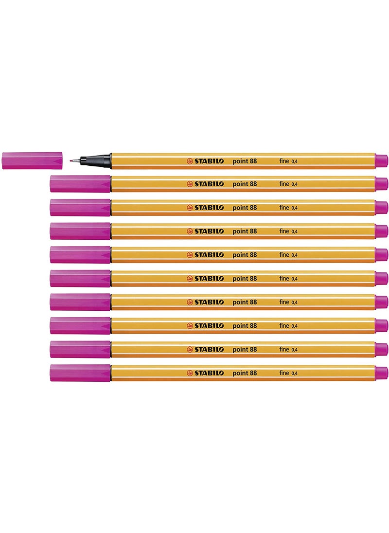 STABILO Fineliner Point 88 in Pink Color , for Journal Planner , Note , Drawing , Pack of 10 Pens  - Image 3
