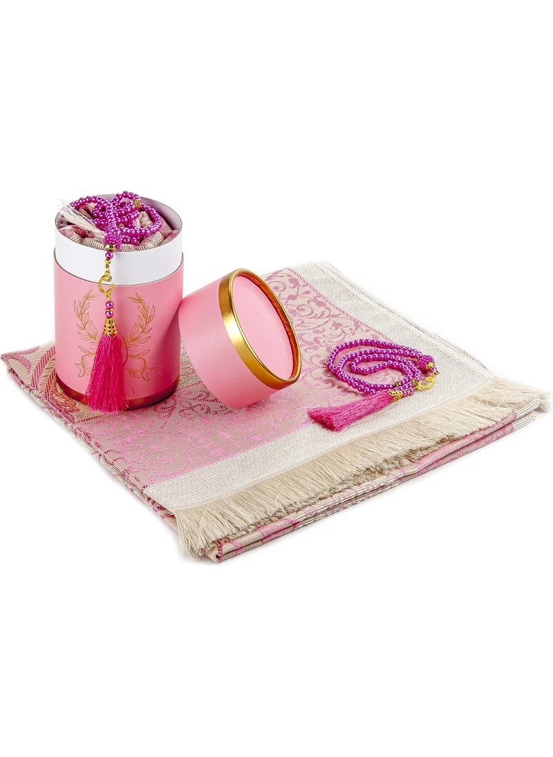 İhvan Online Special Cylinder Boxed Set with Prayer Mat and Pearl Prayer Beads for My Only Mother - Pink Color