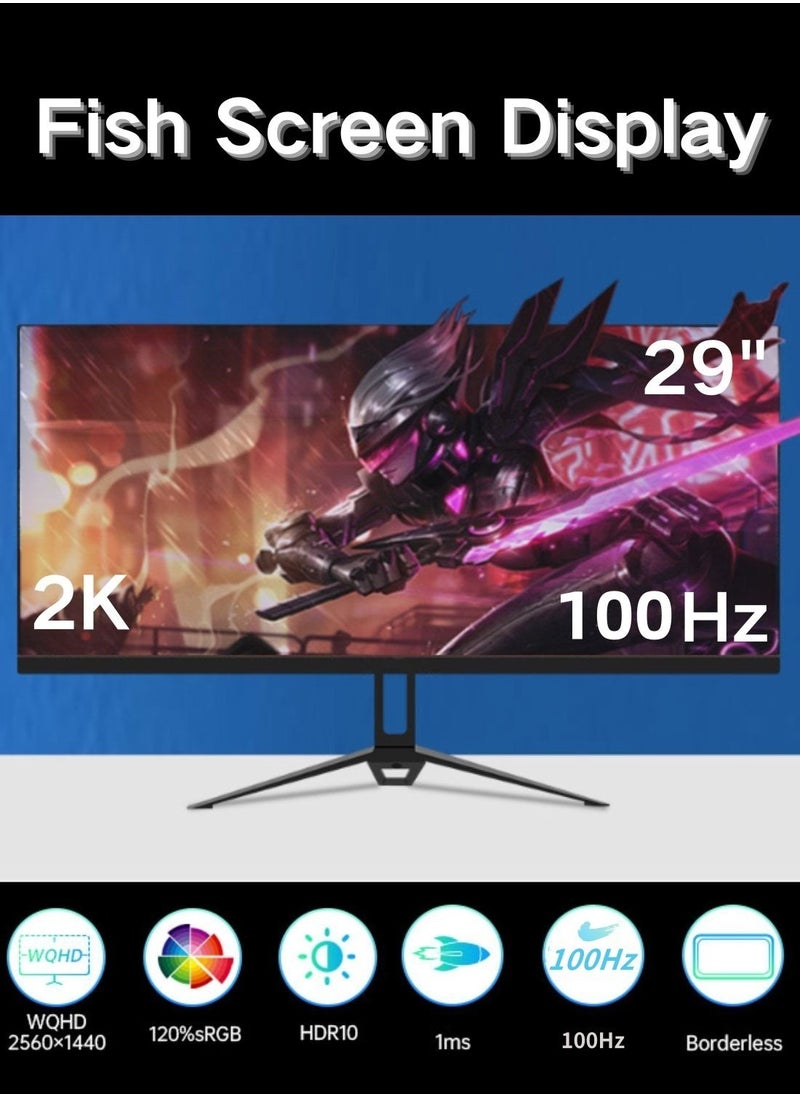 هاي لوك - 29 بوصة 2K 100 هرتز جهاز مراقبة الألعاب مع AMD Freesync تحكم 1ms IPS 2k غشاوة منخفضة الحركة للغاية، Bluelight Filter، Wall Mountable Monitor - Image 1