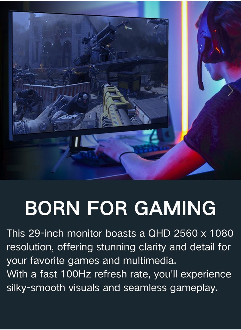 هاي لوك - 29 بوصة 2K 100 هرتز جهاز مراقبة الألعاب مع AMD Freesync تحكم 1ms IPS 2k غشاوة منخفضة الحركة للغاية، Bluelight Filter، Wall Mountable Monitor - Image 1