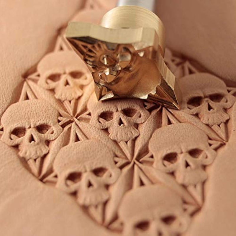 Skull Leather Stamp Tool, Professional Steel Craft Tool for Leatherworking, Embossing, Carving & Stamping Leather Projects, Belts Wallets & DIY Projects Compatible with Mallet #377B