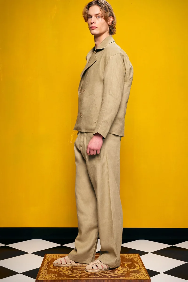 Giesto Beige Natural GIESTO Men's Linen Waistcoat With Jacket Collar for Men | Best Price UAE