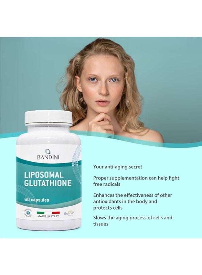 بانديني جلوتاثيون ليبوزومي مخفض | L-Glutathione Setria® – امتصاص أفضل، مضاد للأكسدة، إزالة السموم ومكافحة الشيخوخة لحماية الخلايا المثلى – 60 كبسولة - Image 2