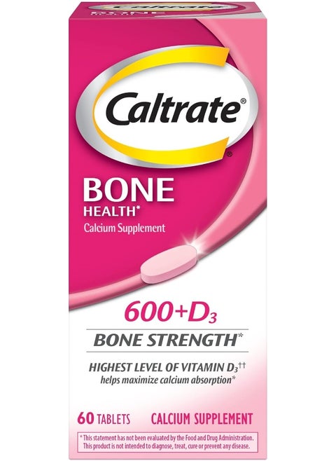 Caltrate 600+D3 Calcium and Vitamin D Supplement Tablet (60 Count, 600mg)