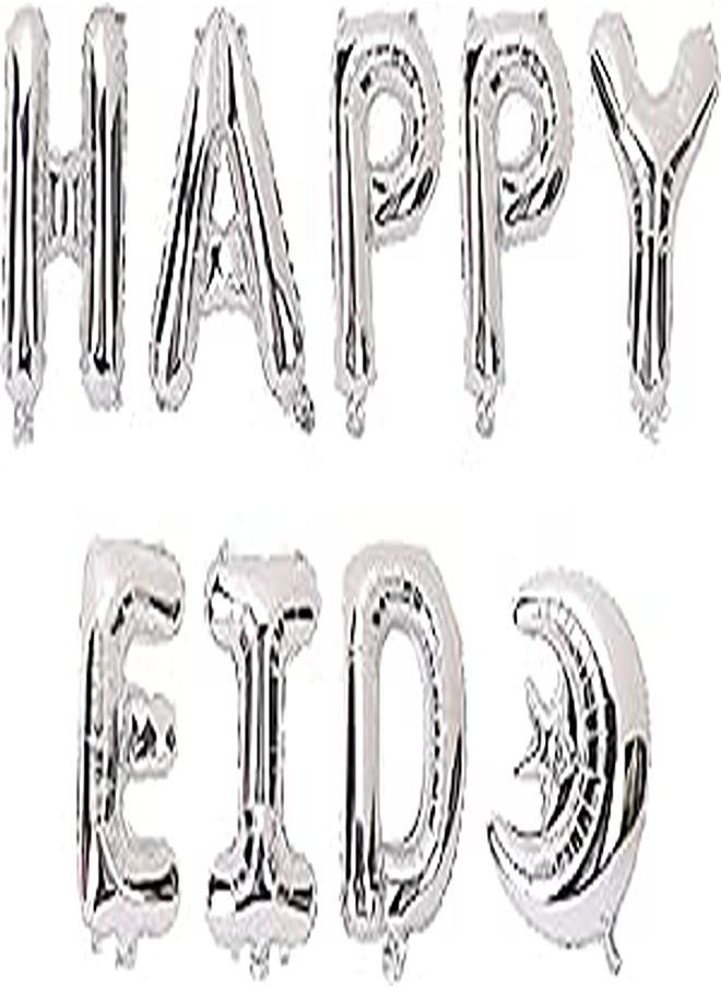 Generic - Ramadan / Eid Mubarak Hanging Foil Balloons (Happy Eid - Silver) - Image 1