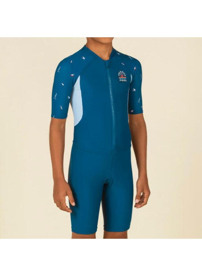 NABAIJI Boy's Wetsuit - Shorty 100 Short Sleeve - Navy Blue / Blue  - Image 2