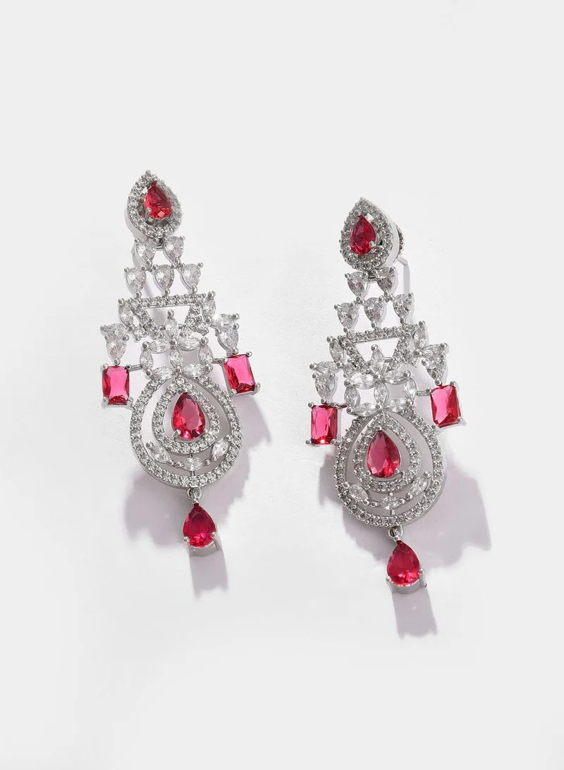 SOHI Silver Plated Designer Stone Necklace and Earring Set