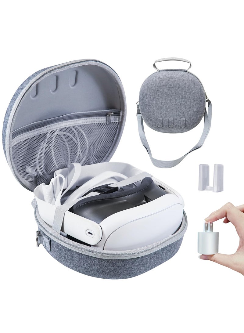 Hard Carrying Case Compatible with Meta Quest 3, Protect Gaming Headset and Controllers Accessories, for Travel and Home Storage, Not Fit for Official Elite Strap, Gray - Image 2