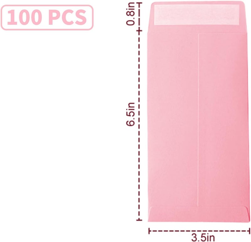 xflyxin Cash Envelopes 100 packs 3.5x6.5 inches, pink envelopes, coin envelopes, seed envelopes, colored envelopes Cash, suitable for budgets, checks, coins, jewelry, small items - Image 2
