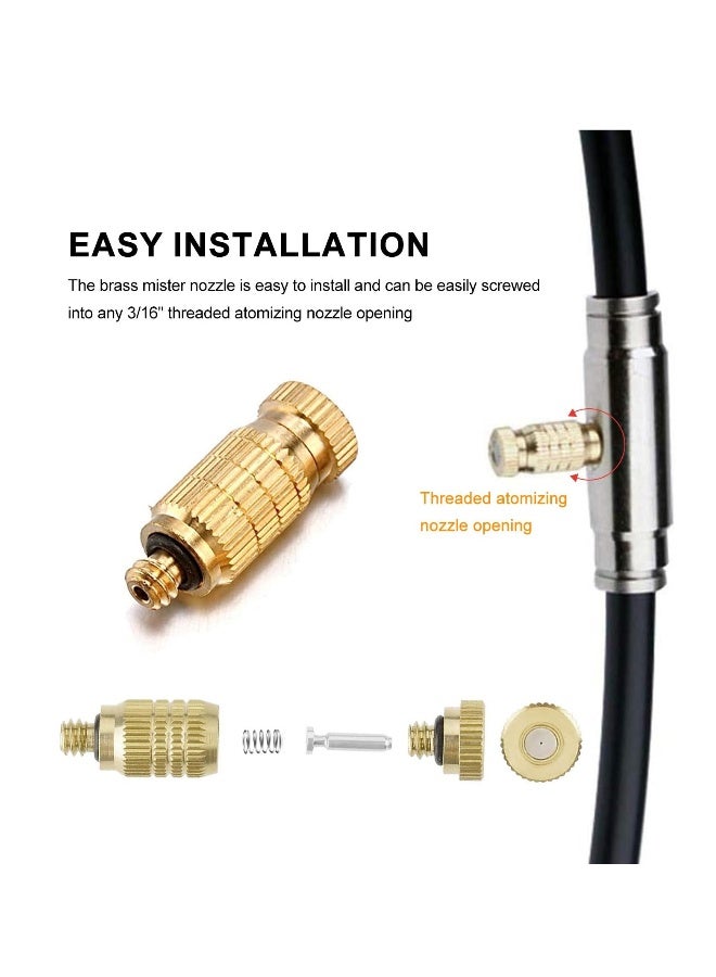 رؤوس رش عالية الضغط من النحاس - عبوة 20 قطعة لرذاذ مضاد للتقطير لتبريد الهواء في الهواء الطلق، تنسيق الحدائق، ري البيوت المحمية، وزيادة رطوبة الهواء (0.008/0.2mm) - Image 4