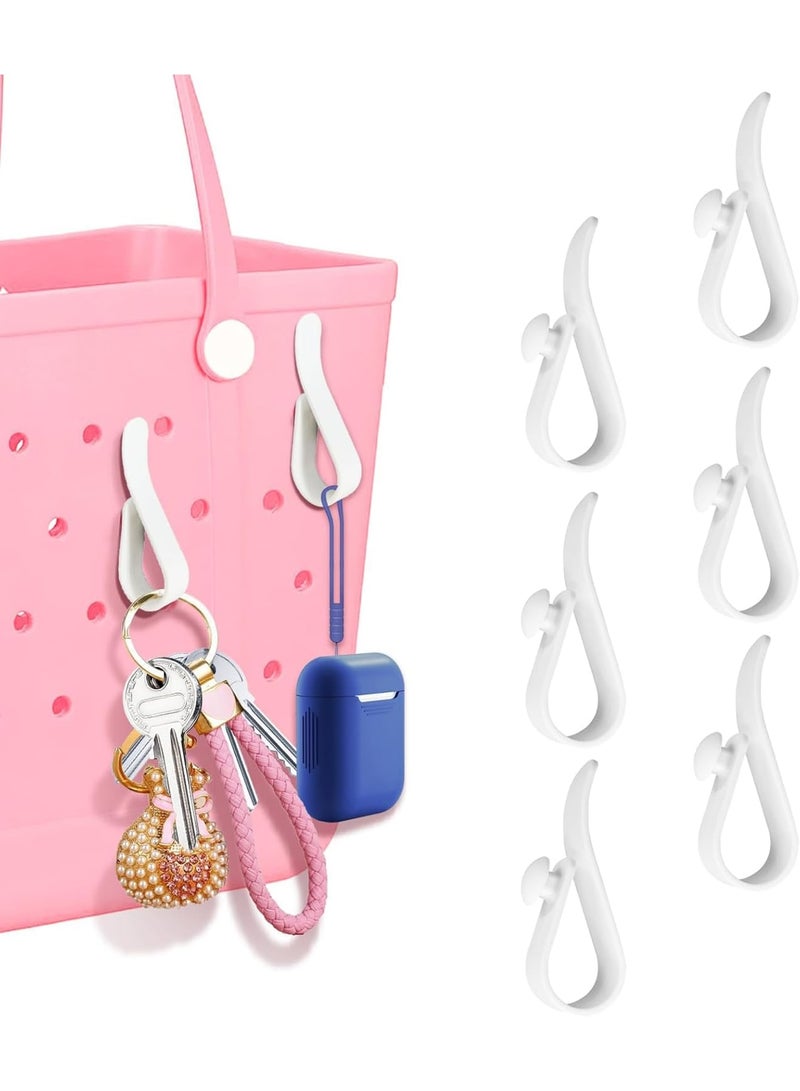 SOLARAE Hooks Accessories for Bogg Bags, 6 PCS Insert Charm Key Holder Clip Cup Holder Attachment Organize Girls Hair Ties for Beach Tote Bags Rubber Beach Tote Bag, Waterproof Zipper Bag Accessories - Image 1
