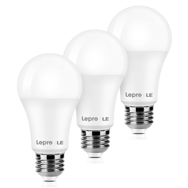 Lepro 100W Equivalent LED Light Bulbs, 14W 1500 Lumens Daylight White 5000K Non-Dimmable, A19 E26 Standard Base, 10000 Hour Lifetime, Pack of 3 - Image 1