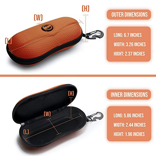 BLUPOND Sunglasses Case Semi Hard EVA Shell with Metal Hanging Hook Belt Clip Sun Glasses Storage (Orange) - Image 3