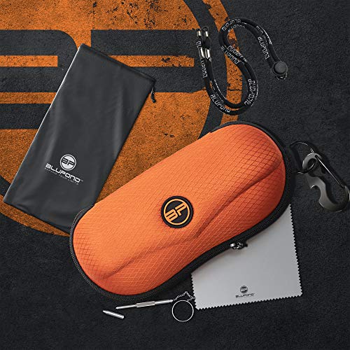 BLUPOND Sunglasses Case Semi Hard EVA Shell with Metal Hanging Hook Belt Clip Sun Glasses Storage (Orange) - Image 2