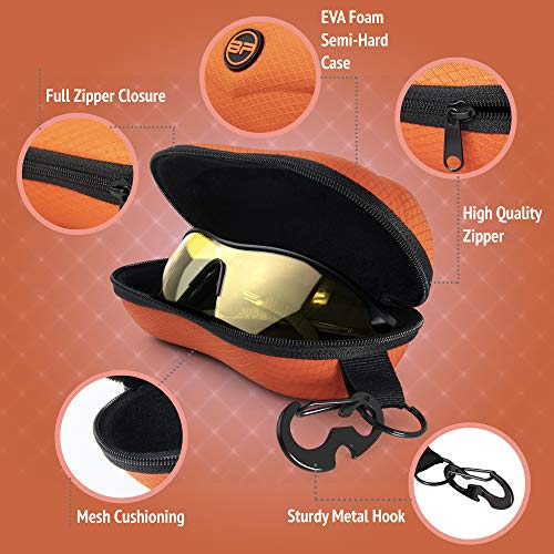 BLUPOND Sunglasses Case Semi Hard EVA Shell with Metal Hanging Hook Belt Clip Sun Glasses Storage (Orange) - Image 5
