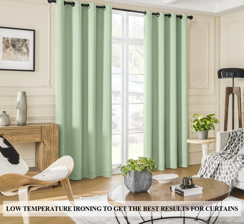 Rutterllow 100% Blackout Curtains 2 Panels Set  Heat and Full Light Blocking Drapes with Grommets for Bedroom  Thermal Insulated Window Treatment Drapes for Living Room (Sage Green  52x96inch) - Image 4