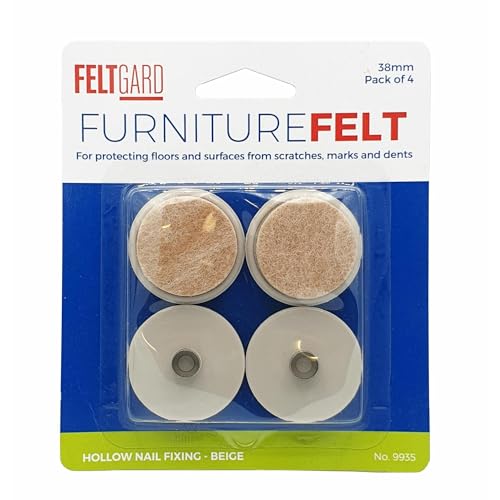 Shepherd Hardware وسادات أثاث من شيفرد هاردوير 9935 بقطر 1-1/2 بوصة مع مسامير، عبوة 4، بيج - Image 5