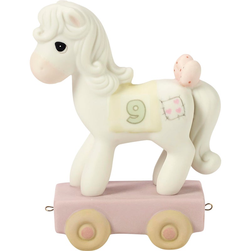 Precious Moments Precious Moments Divine Ninth Birthday Pony Figurine  Part of Collectible Birthday Train Series Ideal Gift for 9YearOlds Bisque Porcelain 142029