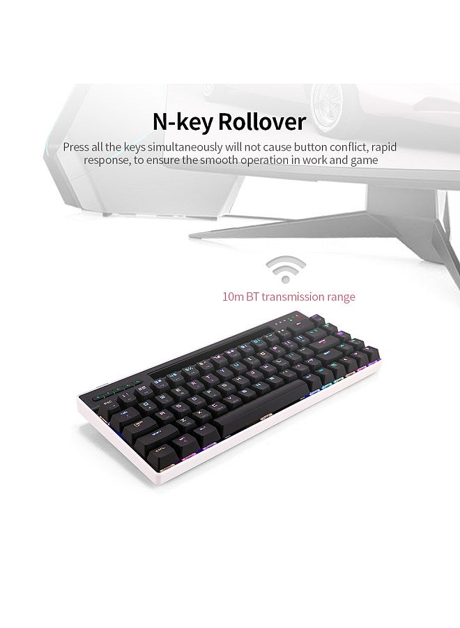 Magic-Refiner MK16 Mechanical Keyboard BT Wired Dual Mode Keyboard 68 Keys RGB Gaming Keyboard with Mechanical Blue Switch White