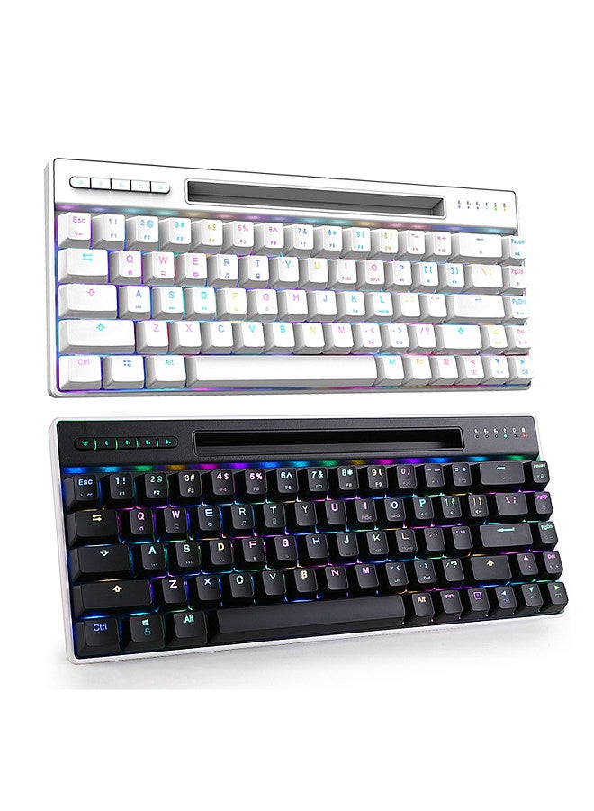 Magic-Refiner MK16 Mechanical Keyboard BT Wired Dual Mode Keyboard 68 Keys RGB Gaming Keyboard with Mechanical Blue Switch White