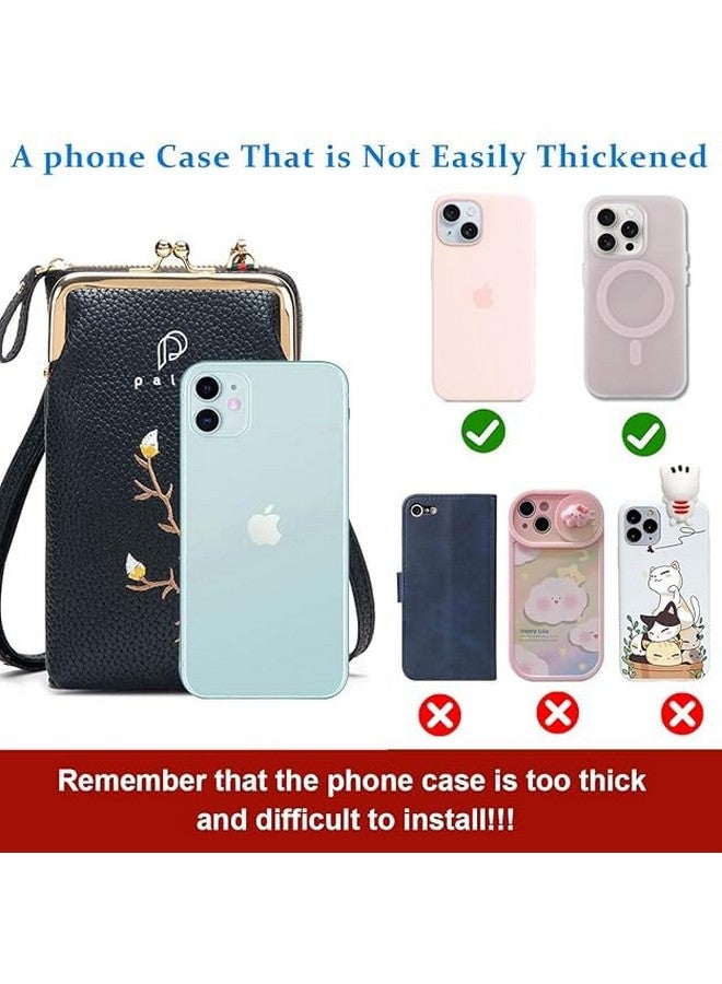 bago حقيبة هاتف كروس بودي للنساء هدية للفتيات أنيقة ناعمة من الجلد الصناعي حاملة الهاتف المحمول محفظة صغيرة مع سحاب حقائب كتف صغيرة مع حزام فتحات بطاقات (أسود) - Image 4