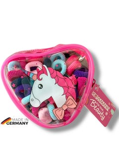 ROSSMANN German Brand, Magical Unicorn Braided Rubber Hair Tie Set – 66 Pieces with Playful Storage Bag,also  - Image 1