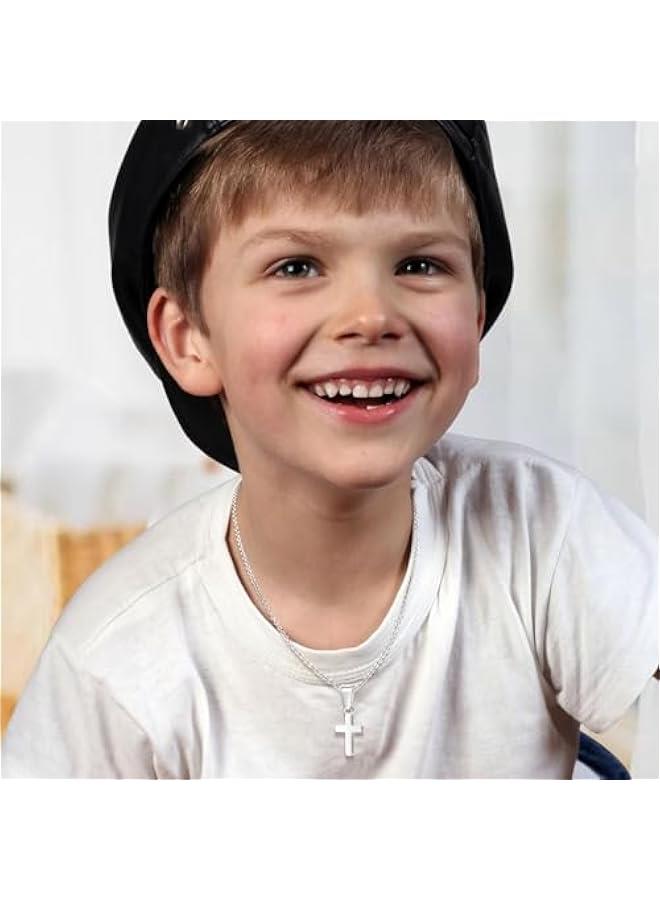 Arabest Easter Gift Cross Necklace for Kids : Minimalist Gold Plated/Silver Cross Chain Necklace Jewelry  Gift First Communion Baptism Gifts for Teenage Girls Boys Son Easter Baskets - Image 4