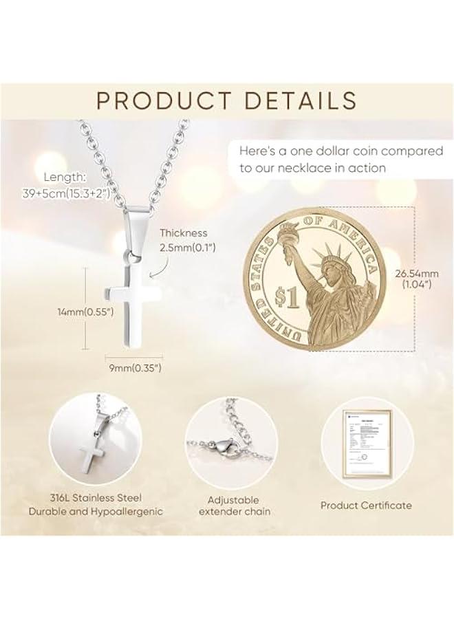 Arabest Easter Gift Cross Necklace for Kids : Minimalist Gold Plated/Silver Cross Chain Necklace Jewelry  Gift First Communion Baptism Gifts for Teenage Girls Boys Son Easter Baskets - Image 5