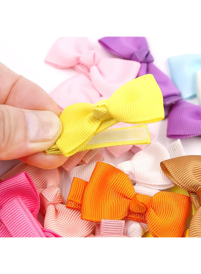 erorex Baby Hair Clips 50 Pieces 25 Colors In Pairs Baby Girls Fully Lined Baby Bows Hair Pins Tiny 2" - Image 5