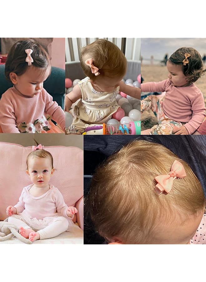 erorex Baby Hair Clips 50 Pieces 25 Colors In Pairs Baby Girls Fully Lined Baby Bows Hair Pins Tiny 2" - Image 3