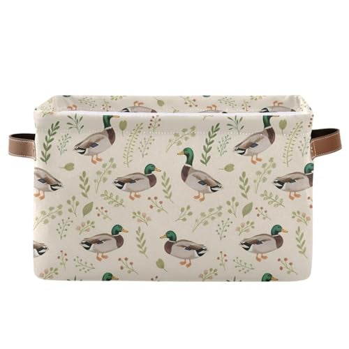 ALAZA Mallard Duck Blossom Foldable Storage Box Storage Basket Organizer Bins with Handles for Shelf Closet Living Room Bedroom Home Office 1 Pack - Image 1