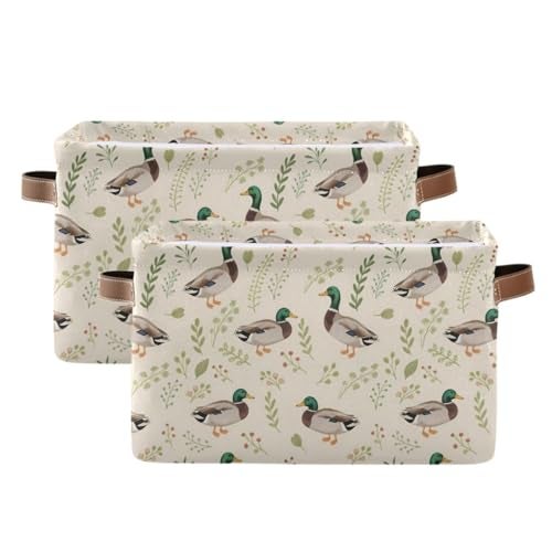 ALAZA Mallard Duck Blossom Foldable Storage Box Storage Basket Organizer Bins with Handles for Shelf Closet Living Room Bedroom Home Office 1 Pack - Image 3