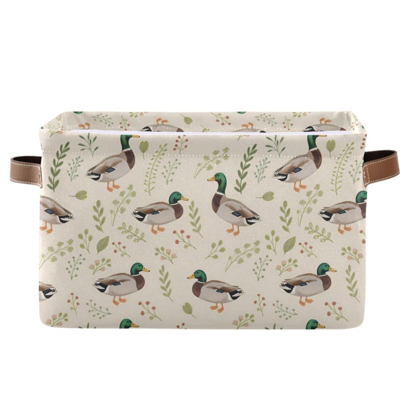ALAZA Mallard Duck Blossom Foldable Storage Box Storage Basket Organizer Bins with Handles for Shelf Closet Living Room Bedroom Home Office 1 Pack - Image 2