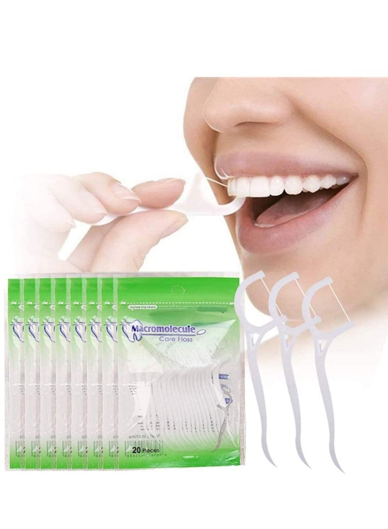 160 PCS Dental Floss Picks, Plastic Interdental Tooth Sticks Triple Clean Teeth Stick Flat Toothpick Disposable Flosser - Image 1