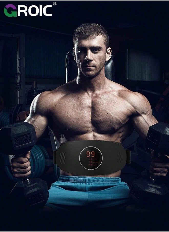 Slimming Belt, Abdominal Massager Portable Weight Loss Machine with 3 Vibration Massage Modes, Heating, Improve Blood Flow,Heating Pad for Back Pain(Black)